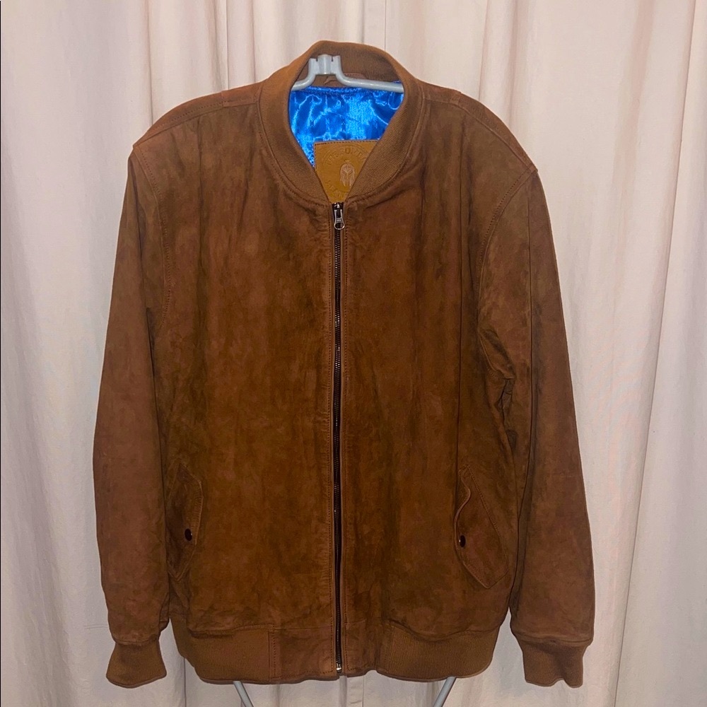 Bombay Leather Mens Baron brown suede Leather Jacket NWOT